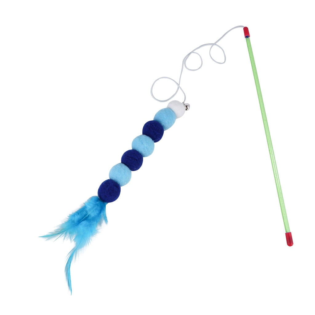 Cat Toys Soft Colorful Cat Feather Bell Rod Toy for Cat Kitten Funny Playing Interactive Toy Pet Cat SuppliesD2