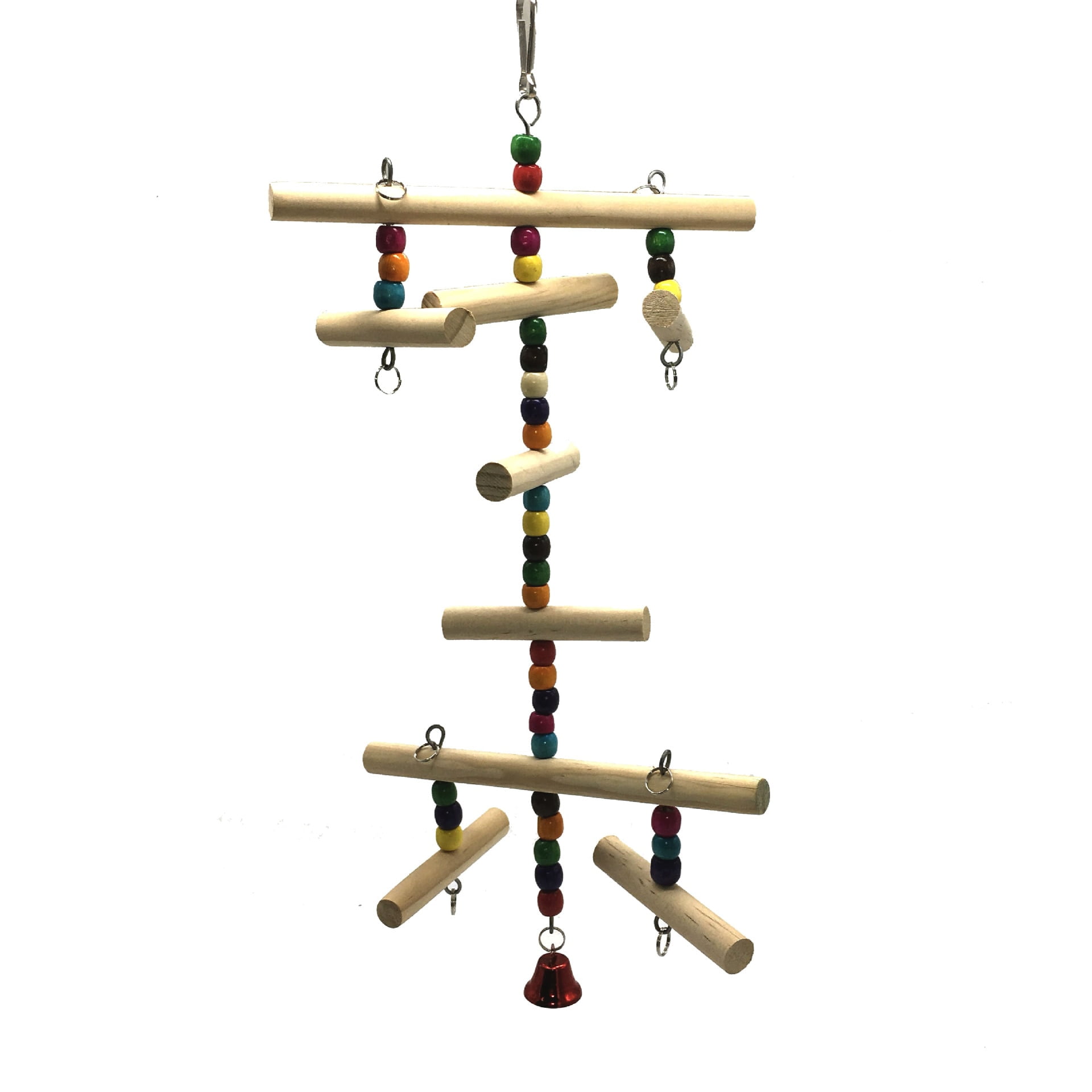 1PC natural wooden parrot toy bird color beads bird supplies habitat stand hanging string hanging string pet cage parrot toy