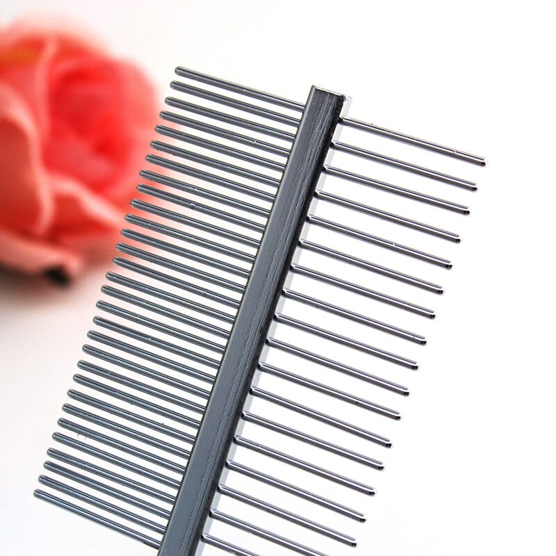 1pc Double-sided Design Pet Cat Dog Grooming Tool Comb Tool Stainless Steel Pin Wood Handle Pet Grooming Supplies