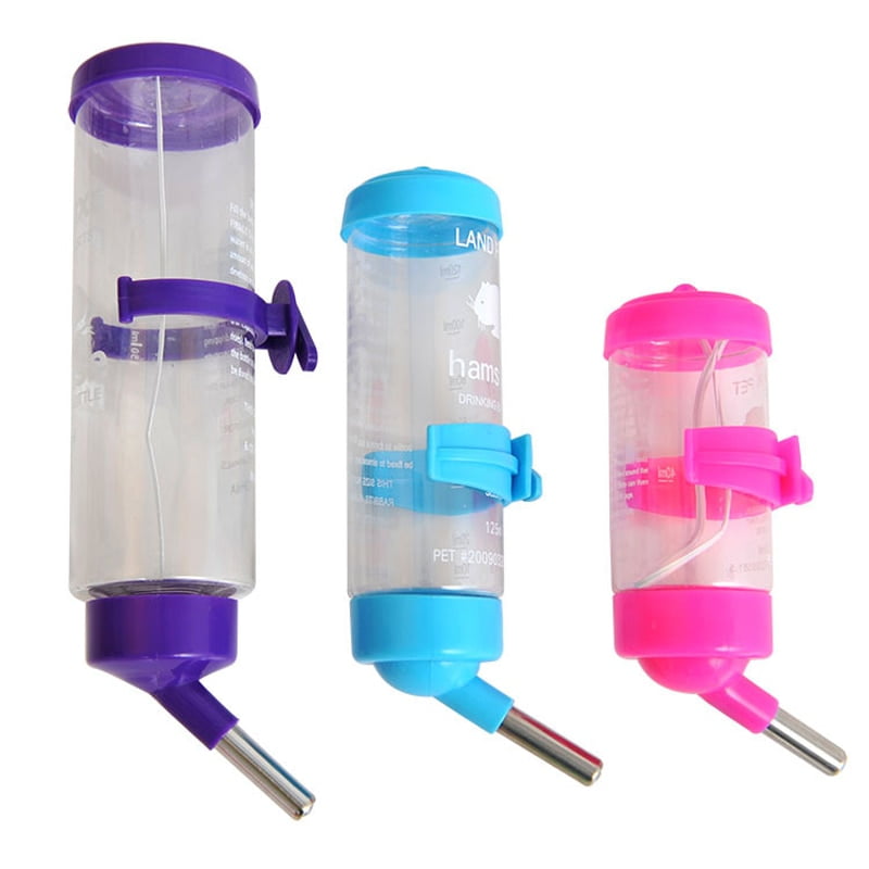 3 Size 80ml 125ml 250ml Cage Hanging Plastic Stainless Steel Guinea Pig Squirrel Rabbit Hamster Water Drinking Dispenser Feeder