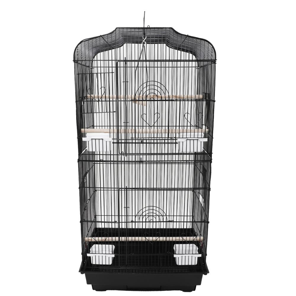 37″ Bird Parrot Cage Canary Parakeet Cockatiel LoveBird Finch Bird Cage with Wood Perches & Food Cups Black