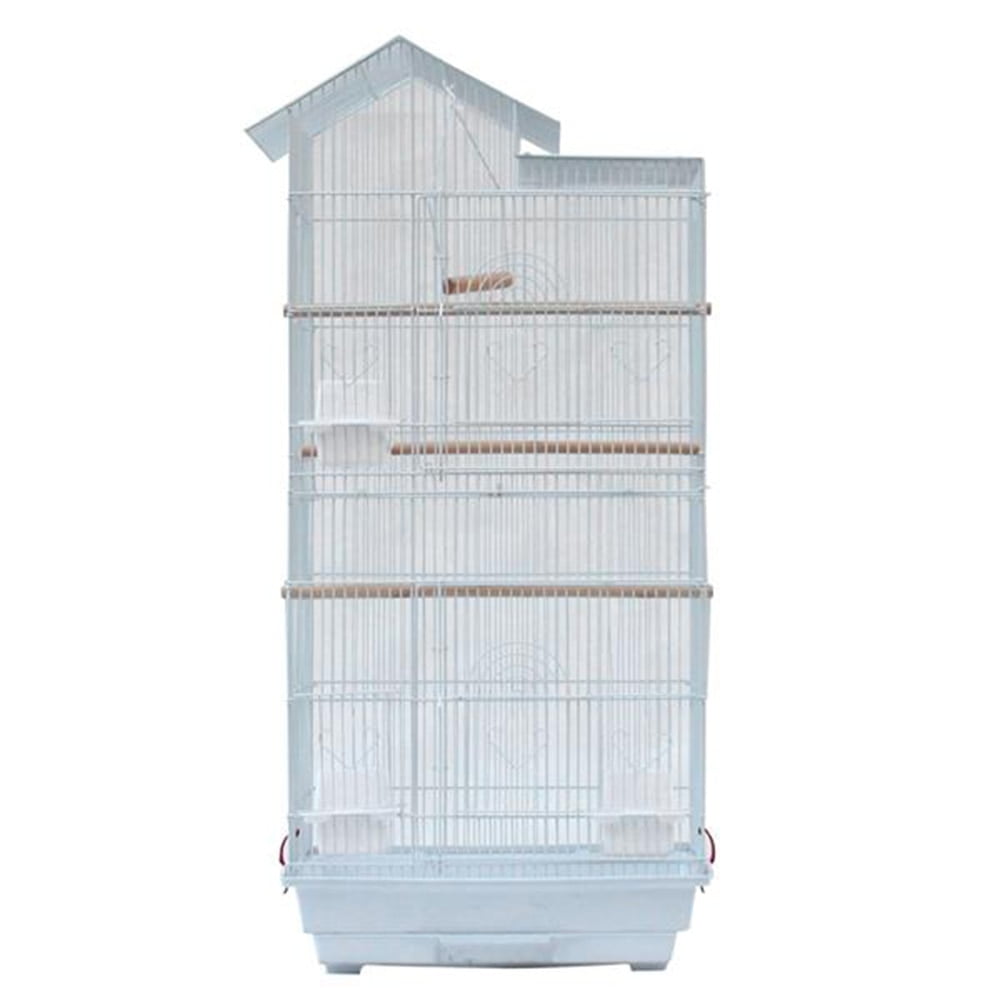 39″ Bird Cage for Small Medium Parrots Steel Wire Bird House Canary Parakeet Cockatiel Cage with Wood Perches and Food Cups