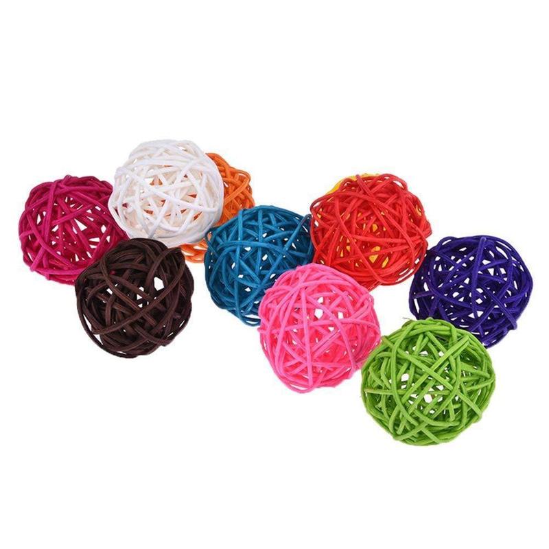 5/10pcs Colorful Rattan Balls Parrot Toys Bird Interactive Bite Chew Toys for Parakeet Budgie Cage Accessories Bird Playing Toys