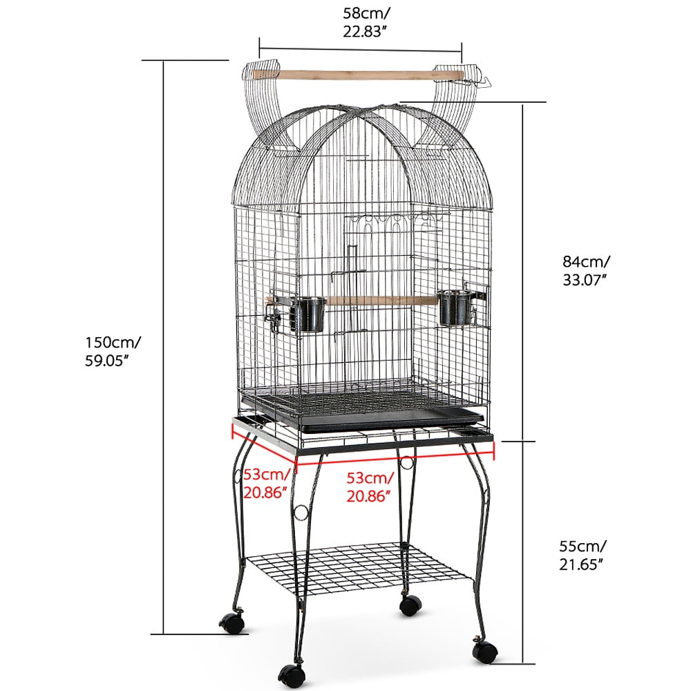 Bird Cage Iron Bird Parrot Cage Play Top Macaw Cockatoo Parakeet Cage Stainless Steel Bowl & Lockable Wheels Bird Home jaulas