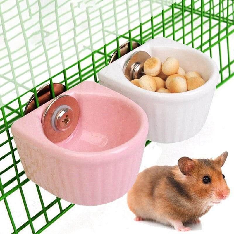 Cage Hanging Hamster Ceramic Bowl Hangable Stable Small Pet Feeding Bowls For Chinchilla Squirrel Rabbit Hamster Cage Feeder