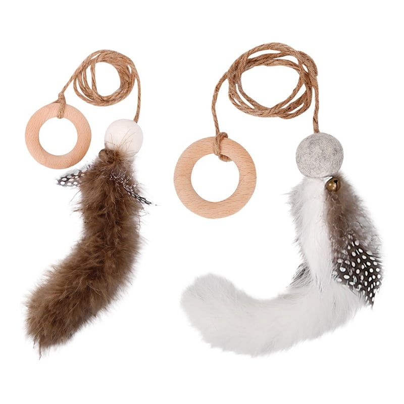 Cat Feather Chew Toys Felt Teaser Pet Kitten Tracing Molar Playing Feather Toys with Bells for Solving Boredom Cat Playing Toys