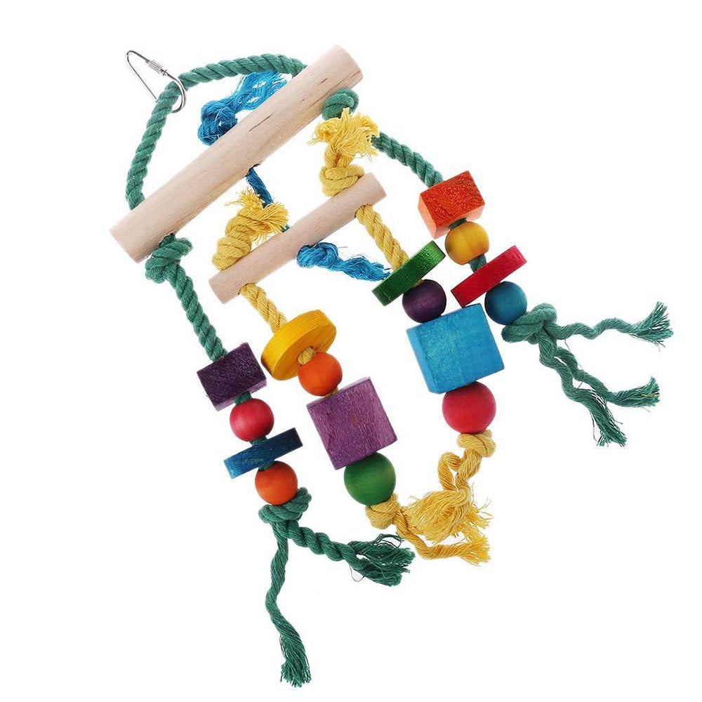 Colorful Beads Bells Toys Suspension Hanging Bridge Chain Pet Bird Chew Swing Toys Bird Home Decoration #15