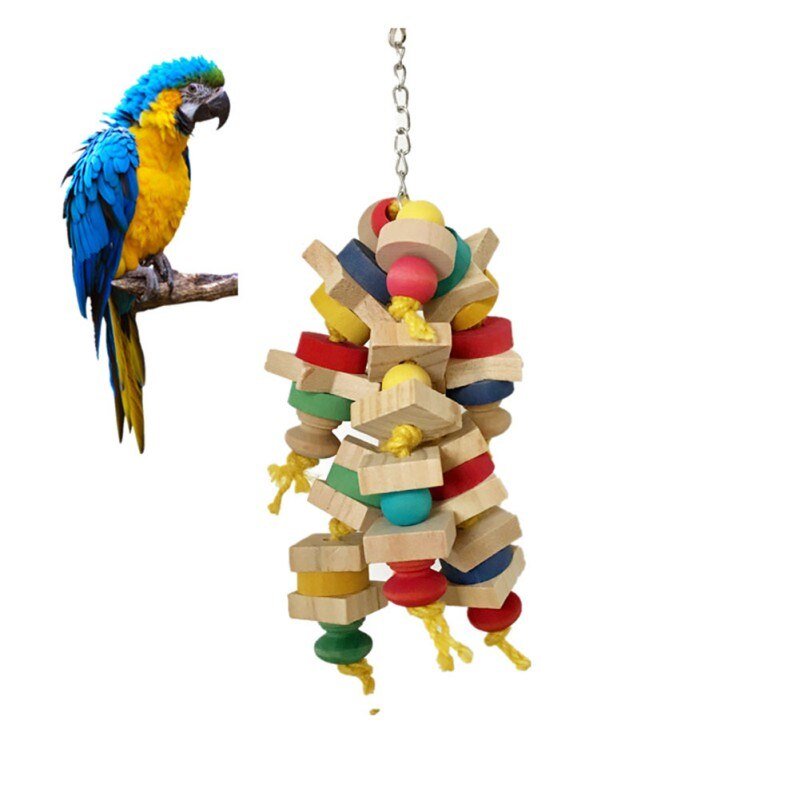 Colorful Parrot Chew Toys Wooden Blocks String Toy Pet Bird Toys Hanging Swing Cage Climbing Ladder Toys Birds Products