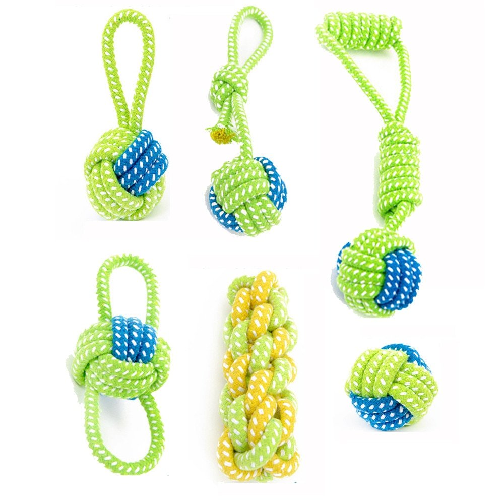 Cotton Linen Dog Rope Toy Knot Puppy Chew Teething Toys Ropes Dogs Teeth Cleaning Pet Palying Ball For Small Medium Large Dogs