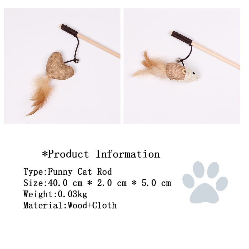 Creative Wood Pet Toys Cat Teaser Rod Interactive Funny Cat Rod Linen knitted Replacement Head Cat Accessories Pet Supplies