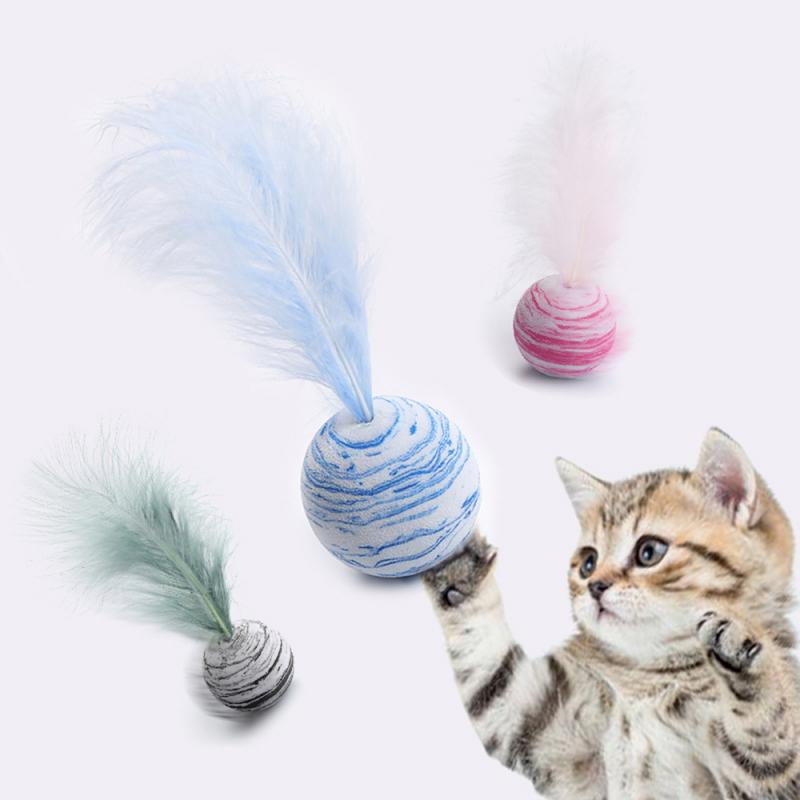 Delicate Cat Toy Star Balls Plus Feather High Quality EVA Material Light Foam Ball Throwing Funny Interactive Plush Toy Supplies