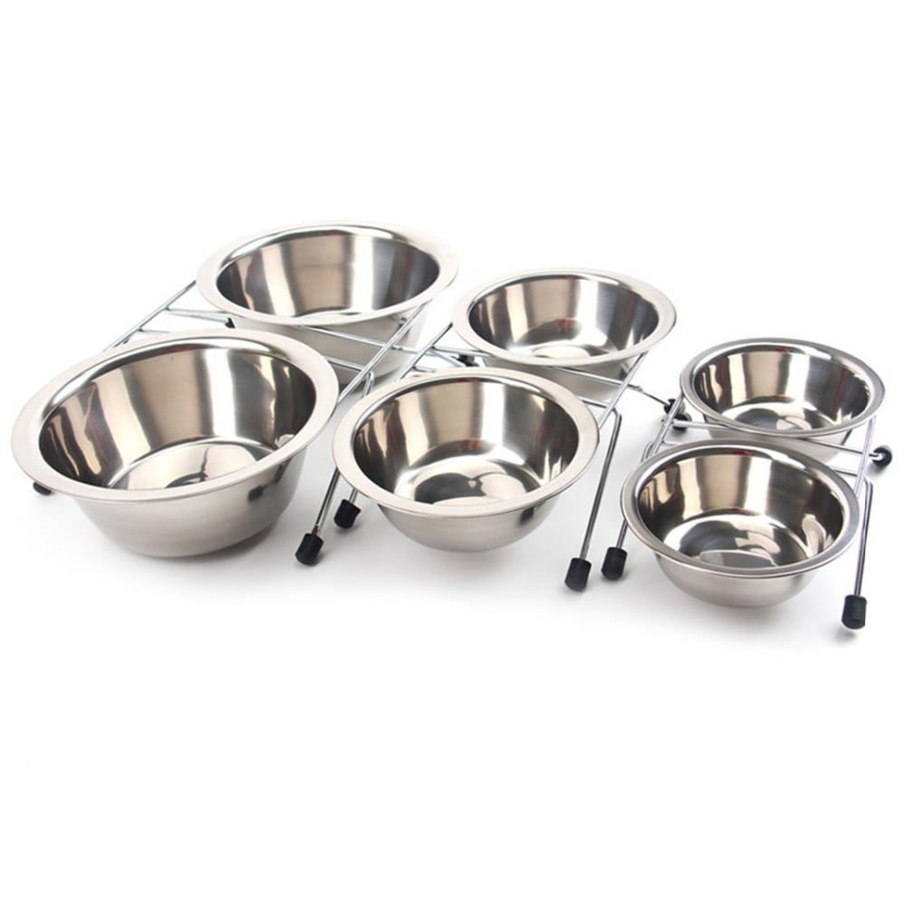 Dog Bowl Stainless Steel Pet Dog Cat Double Bowls Iron Stand Food Water Dishes Feeder Pet Supplies Comida Mascotas