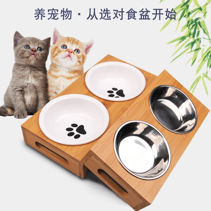 Double Pet Bowls Dog Food Water Feeder Stainless Steel Pet Drinking Dish Feeder Cat Puppy Feeding Supplies Small Dog Accessories