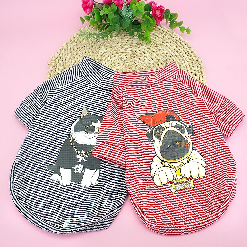 Fashion Cat Clothes Pet Dog Clothes For Small Dogs Cats Soft Cotton Summer Kitten Puppy Clothing Vest Stripe Dog T-shirt Shirts