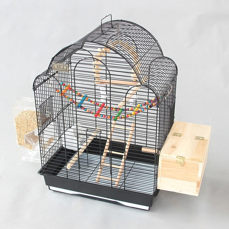 Free shipping Black luxury large bird cage Xuanfeng tiger parrot cage starling cage large metal peony breeding cage ZP12291855