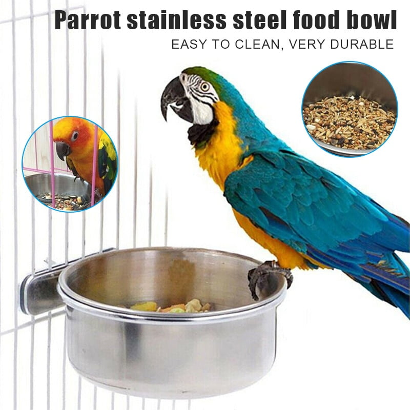 New Hot Stainless Steel Coop Cup Pet Parrots Food Feeder Macaw Water Bowl for Bird Cage SMD66