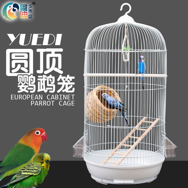 Parrot cage round metal large Iron white flock bird wenniao Wren elder brother breeding cage bird cage decoration bird bed