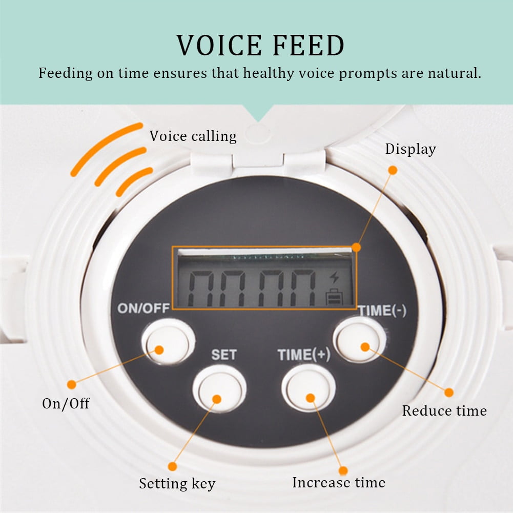 Pet Automatic Feeder Portion Control Digital Timer Detachable Dogs Cats Anti Slip 6 Meal Trays With Voice Recorder Dry Wet Food