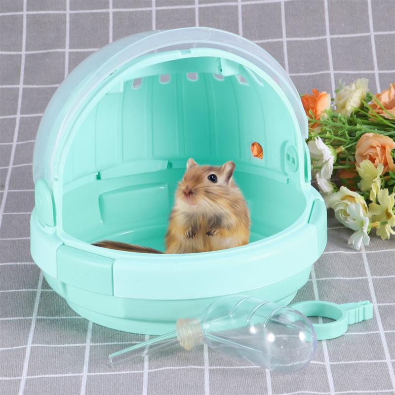 Pet Hamster Transparent Cages Small Animal Carriers Hamster Carrying Box Outdoor Small Pet Tote Box With Drinking Bottle