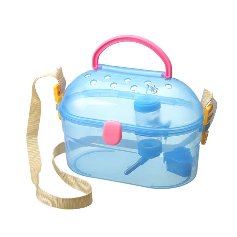 Portable Hamster Carrier Small Pet Storage Cage Carry Case with Water Bottle