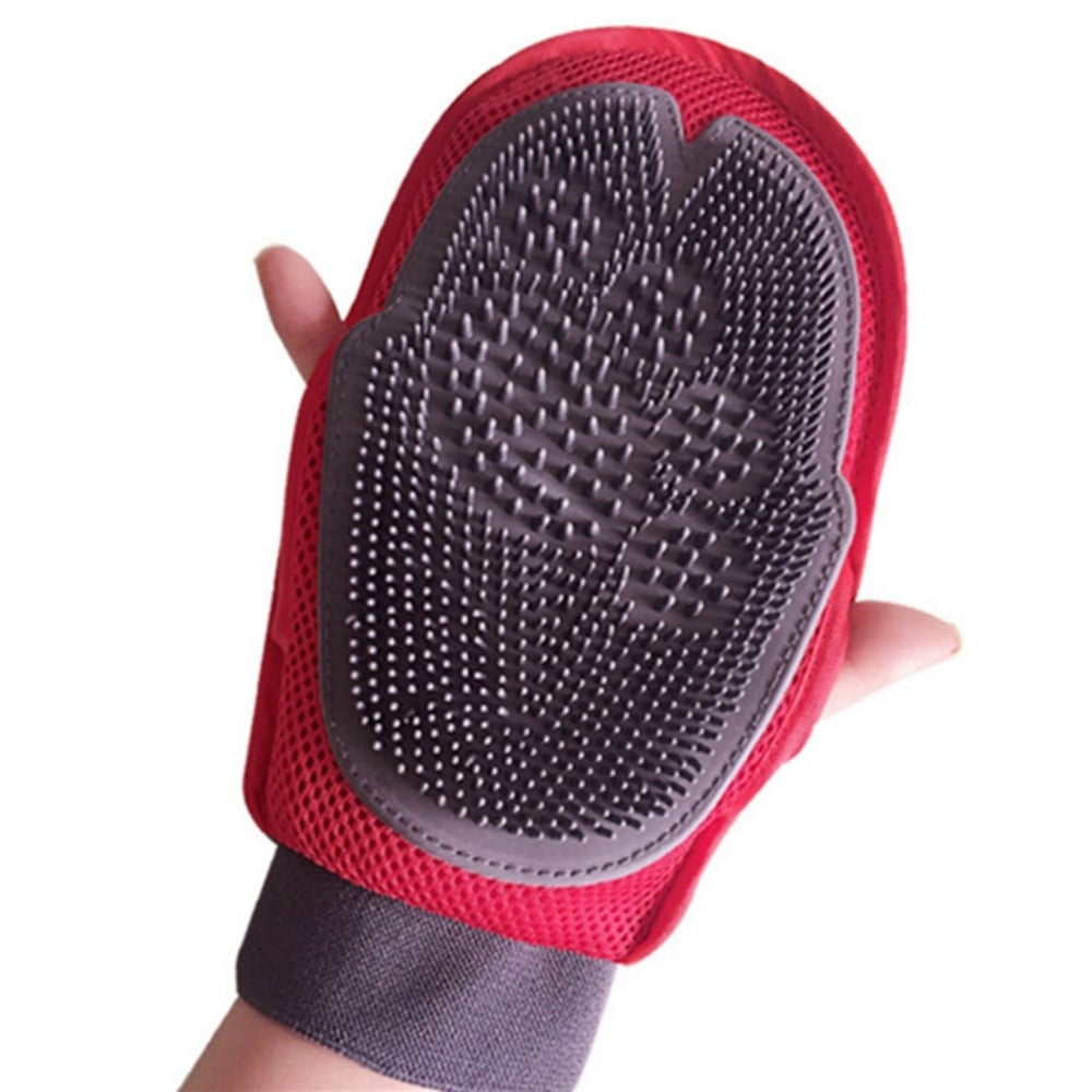 Red Glove For Cats Cat Grooming Pet Dog Hair Deshedding Brush Comb Glove For Pet Dog Finger Cleaning Massage Glove For Animal