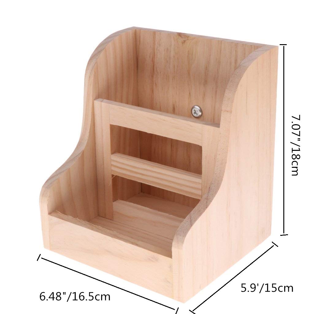 Small Pet 2 in 1 Natural Wooden Hay Manger Feeder Rabbit Cage Free Food Dispenser for Chinchilla Hamster and Guinea Pigs