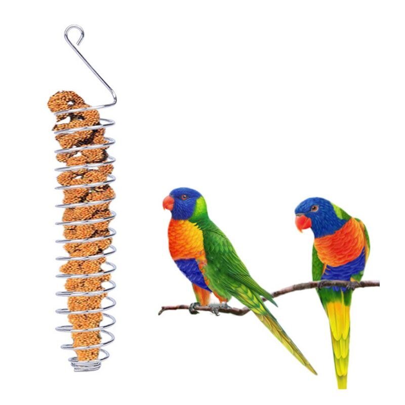 Stainless Steel Bird Parrot Feeder Food Fruits Basket Holder Foraging Equipment Bird Cage Feeding Device Birds Training Toy C42