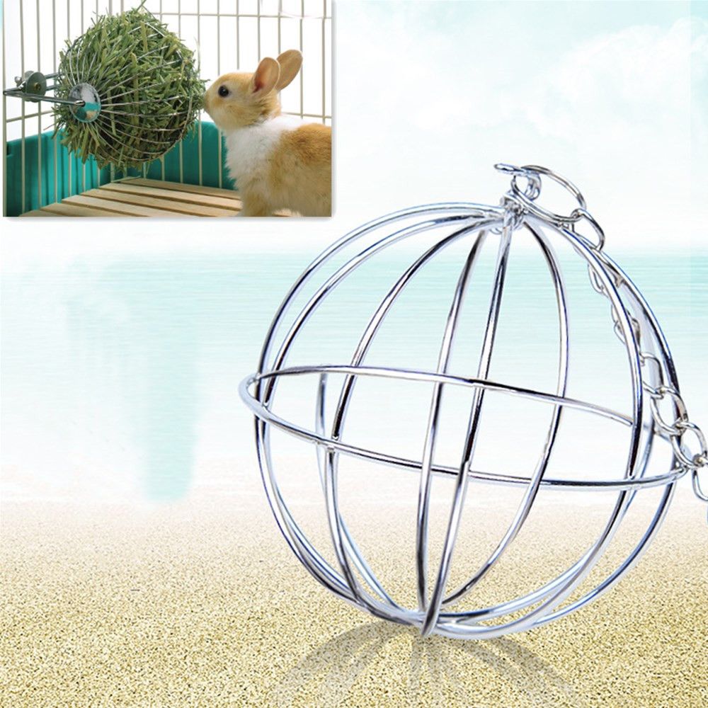 Stainless Steel Pet Rabbits Grass Ball Rat Hamster Hanging Rack Food Dispenser Bunny Feeder Feed Trough Hay Pet Toy Supplies