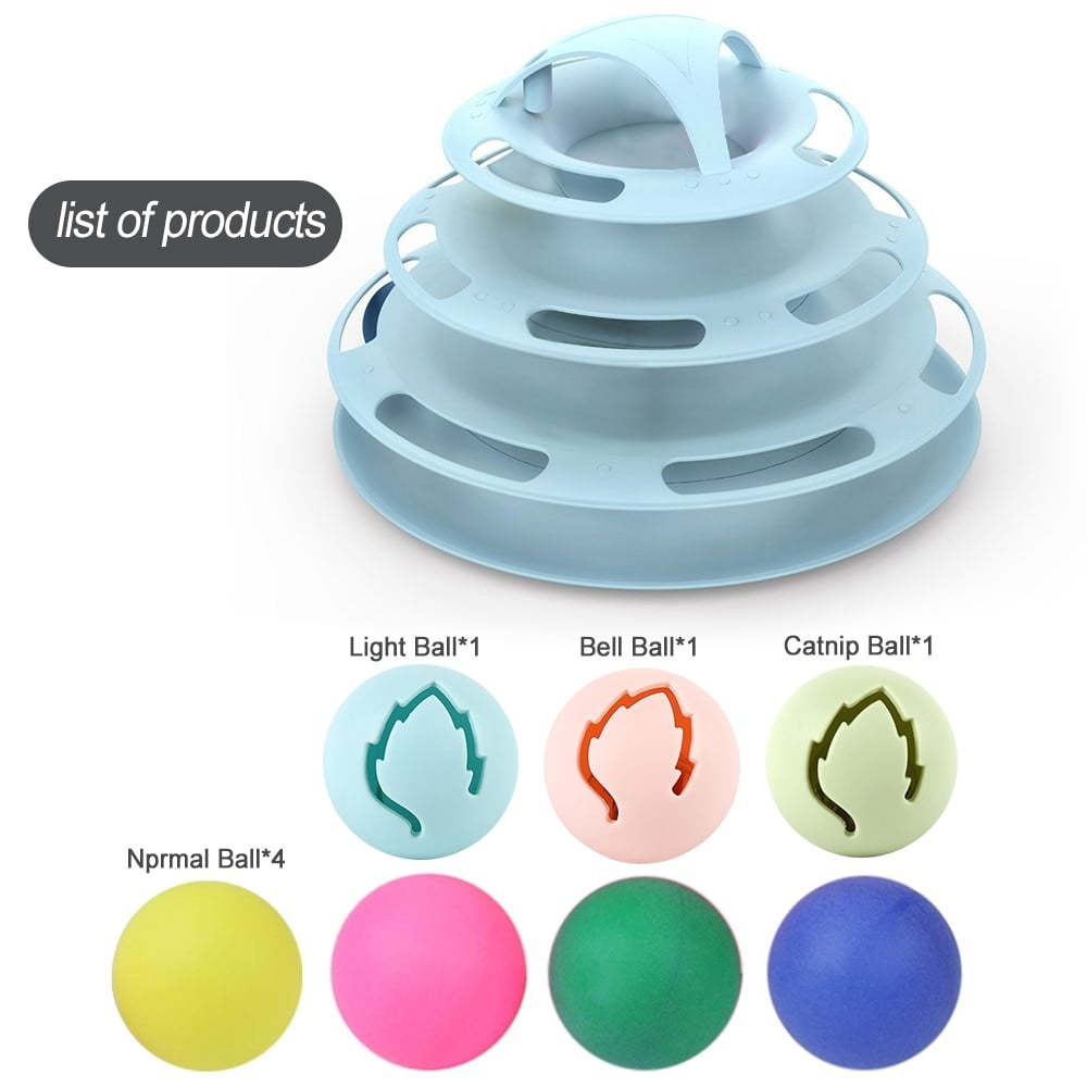 Three Levels Pet Cat Interactive Toy Intelligence Play Disc Cat Toy Balls Cat Ball Disk Interactive Toy for IQ Traning Amusement