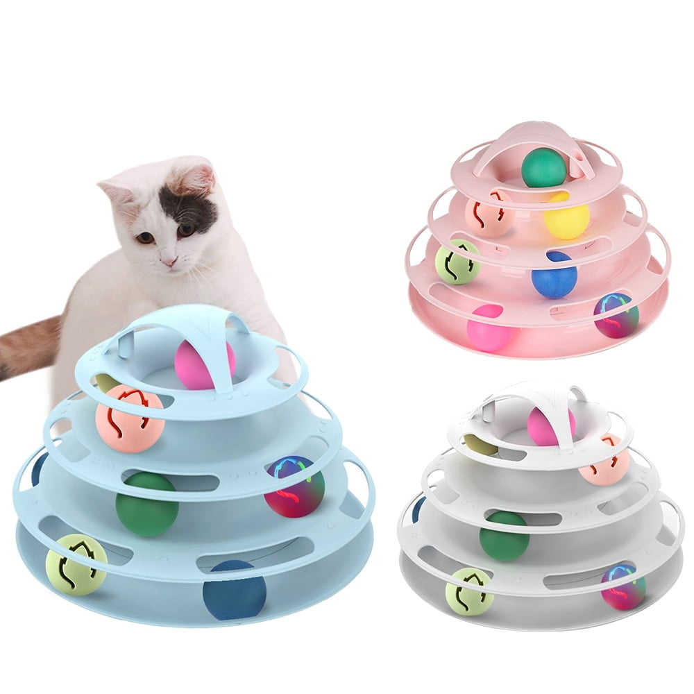 Three Levels Pet Cat Interactive Toy Intelligence Play Disc Cat Toy Balls Cat Ball Disk Interactive Toy for IQ Traning Amusement