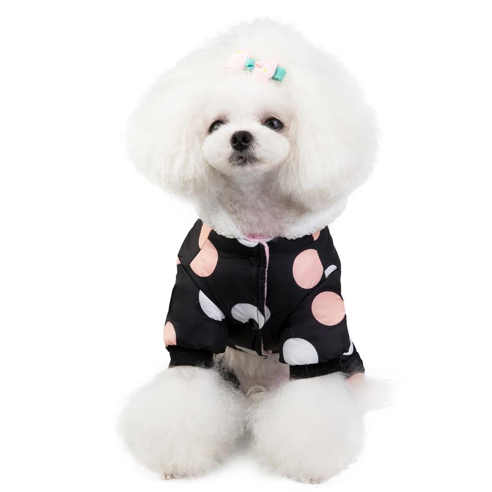 Winter Dog Clothes Hoodie Coat Big Polka Dot Cotton Coat Clothing Thicken Puppy Jacket Warm Clothes for Small Dogs