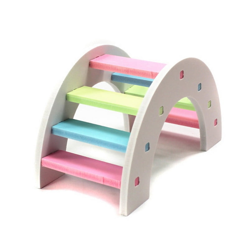 Wood Chew Toys Teeth Care Molar Toy For Rabbit Chinchilla Pet Molar Toys For Hamster Colorful Mini Stairs Exercise Pet