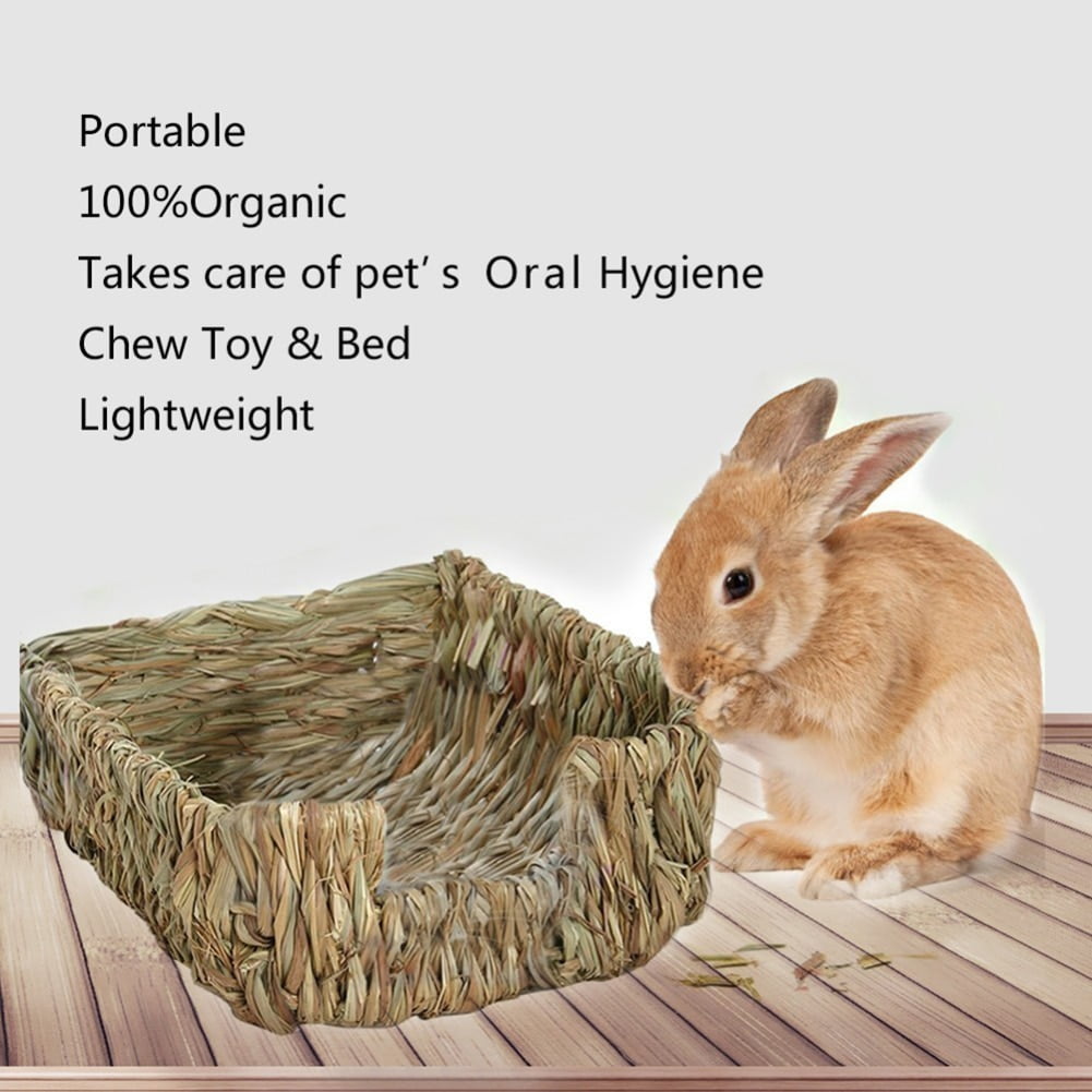 Woven Small Pet Rabbit Hamster Guinea Cage Grass Nest House Chew Toy Bed Mat