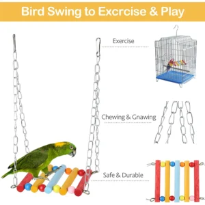 11Pcs Bird Cage Toys for Parrots Wood Birds Swing Reliable Chewable Bite Bridge Wooden Beads Shape Parrot Toy Bird Toys