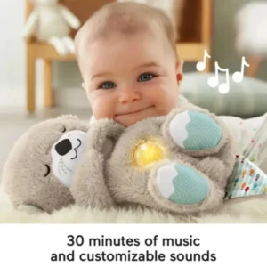 Breathing Otter Sleep Plush Toy Playmate Otter Baby Plush Toy with Light Sound Newborn Sensory Comfortable Baby Birthday Gift