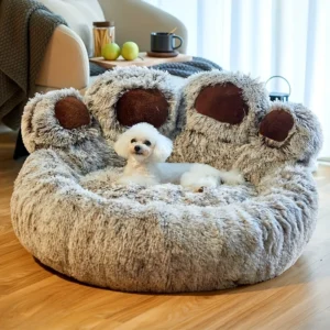 Dog Bed Cat Pet Sofa Cute Bear Paw Shape Comfortable Cozy Pet Sleeping Beds For Small Medium Large Soft Fluffy Cushion Dog Bed