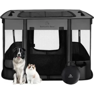 Dog Playpen,Pet Playpen, Foldable Cat Playpens,Portable Exercise Kennel Tent, Water-Resistant Removable Shade Cover