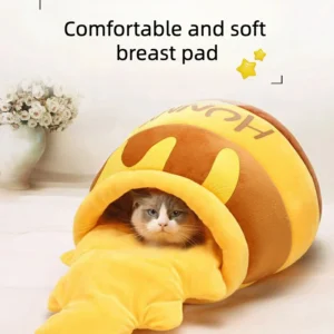 Honey Jar Cat’s Nest Dog’s Nest Winter Deep Sleep Warm Pet Nest Semi enclosed Cartoon Sleeping Bag Pet Supplies