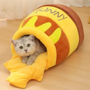 Honey Jar Cat’s Nest Dog’s Nest Winter Deep Sleep Warm Pet Nest Semi enclosed Cartoon Sleeping Bag Pet Supplies