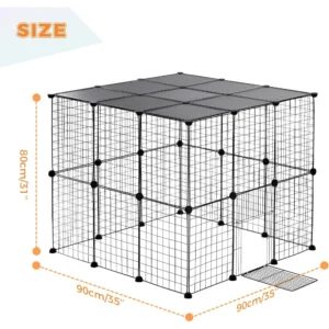 PAWZ Road Pet Playpen, DIY Small Animals Cage Portable Wire Fence with Black Resin Panels for Small Animals Puppies Kitties