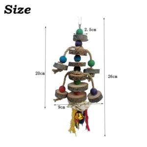 Parrot Chew Toy Bird Toy Colorful Wooden Beads Ropes Natural Blocks Tearing Toys for Small Medium Birds Mini Macaw