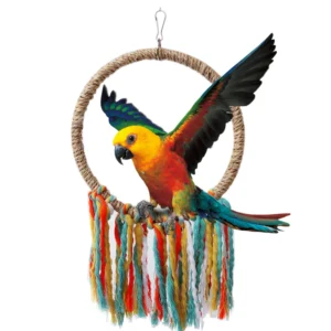 Pet Bird Parrot Toy Cotton Rope Circle Toys Chewing Bite Parrot Perch Hanging Cage Swing Rope Ring Stand Climb Toy Bird Supplies