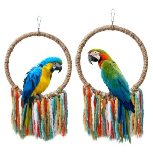 Pet Bird Parrot Toy Cotton Rope Circle Toys Chewing Bite Parrot Perch Hanging Cage Swing Rope Ring Stand Climb Toy Bird Supplies