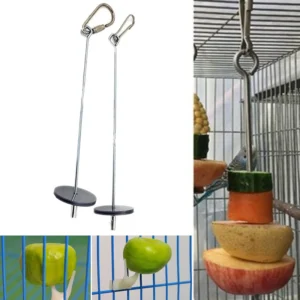 Pet Parrots Birds Feeder Food Holder Support Stainless Steel Spear Stick Fruit Anti-stick Skewers Bird Supplies Cage Accessories