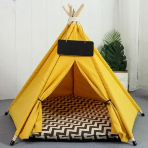 Pet Teepee Tent Dog Cat Teepee Bed Portable RWashable Dog Houses Indoor Puppy Beds with Cushion for Small Dogs Cats Rabbits