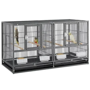 Stackable Divided Breeder Meatal Bird Cage for Small Birds, Black Parrot Accessories