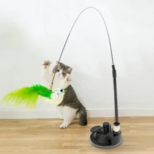 1 Piece Funny Cat Stick Cat Relieving Stuffy Self-Hi Feather Bite-Resistant Steel Wire Long Rod Small Kitten Toy