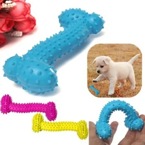 1PCS Colorful Dog Chews Toys Bone Shaped for Dogs Non-toxic Soft Rubber Chew Toys Pet Products for Small Dog Assorted Shipping