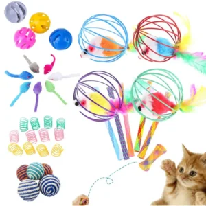 1pc Cat Toy Stick Feather Wand With Bell Mouse Cage Toys Plastic Artificial Colorful Cat Teaser Toy Pet Supplies Random Color