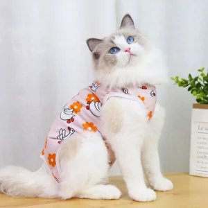 1pc Cat Weaning Sterilization Suit Small Dog Cats Jumpsuit Anti-lick Recovery Clothing After Surgery Cute Print Pet Care Clothes